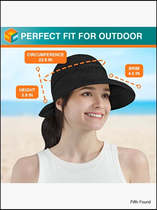 Convertible Sun Hat Visor UPF 50+ Wide Brim Ponytail Hole Outdoor Travel